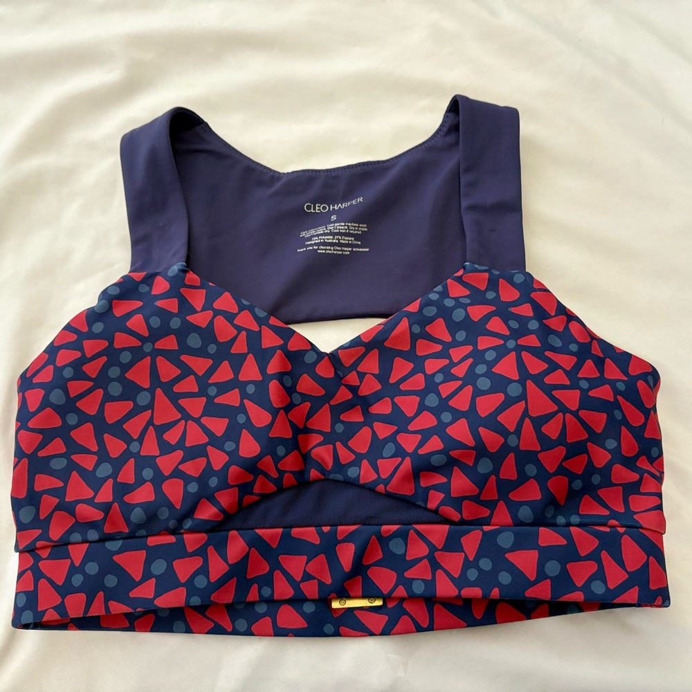 Cleo Harper Navy and Red Patterned Bralet